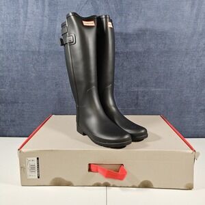 Hunter Original Tall Gloss Women's Refined Slim Black Rain Boots - Size 9 US